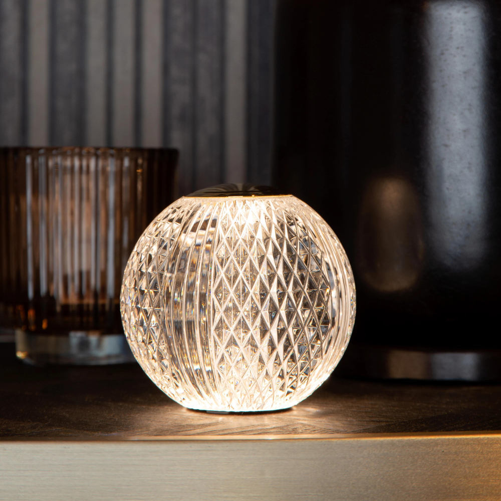 Lucide CINTRA - dobíjecí stolní lampa - D11 cm - LED - 2W 2700K - 3 kroky stmívání - Transparant
