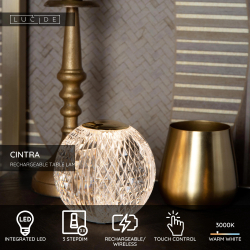 Lucide CINTRA stolní lampa Ø 9 cm 1x1,5W 3000K průhledná