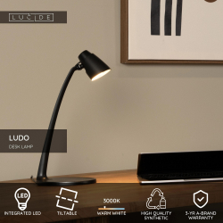Lucide LUDO LED stolní lampa 1x4,5W 3000K černá