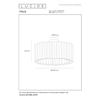 Lucide FOLD - stropní svítidlo - Ø 40 cm - 1xE27 - Bílá