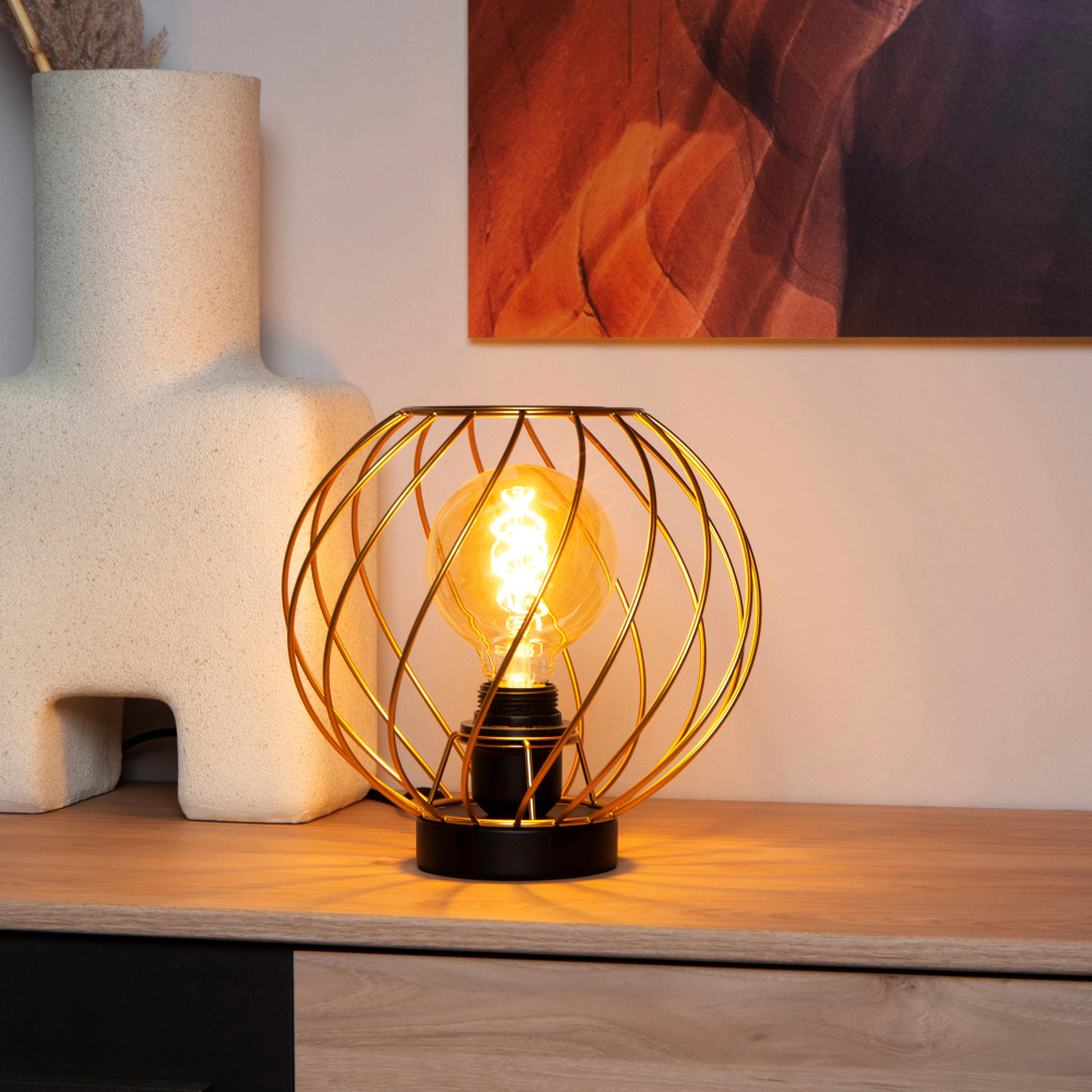 Lucide DANZA stolní lampa Ø 25 cm 1xE27 matná zlatá/mosazná