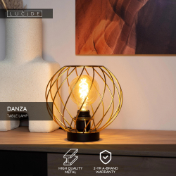 Lucide DANZA stolní lampa Ø 25 cm 1xE27 matná zlatá/mosazná