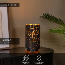 Lucide ALMELO - Stolní lampa - Ø 15 cm - 1xE27 - Černá