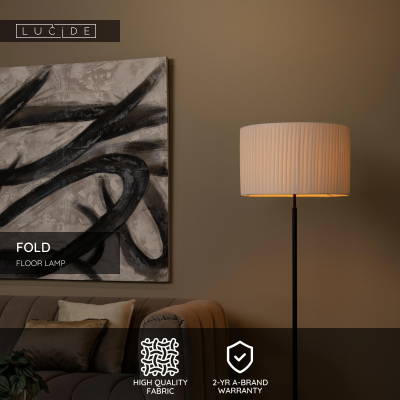 Lucide FOLD - Stojací lampa - Ø 45 cm - 1xE27 - Bílá