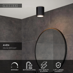 Lucide AVEN Stropní bodové kulaté Gu10/50W černá