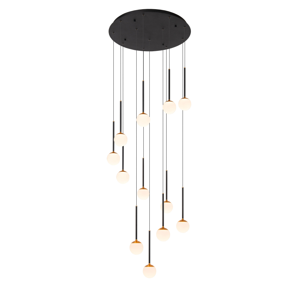Lucide CALINA - Závěsné svítidlo - Ø 69,9 cm - LED - 12x7,7W 2700K - Černá