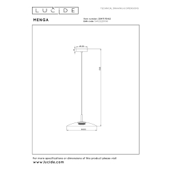 Lucide MENGA - Závěsné svítidlo - Ø 40 cm - LED Rozm. - 1x11W 2700K - Jantar