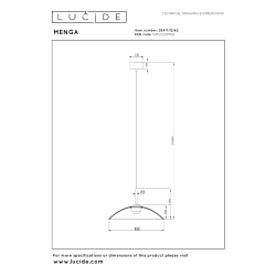 Lucide MENGA - Závěsné svítidlo - Ø 60 cm - LED Rozm. - 1x18,6W 2700K - Jantar