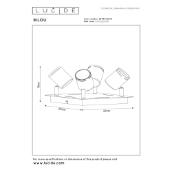 Lucide RILOU - stropní svítidlo - stmívatelné - GU10 - 4x4,5W 3000K - Bílá 26994/20/31