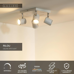 Lucide RILOU - stropní svítidlo - stmívatelné - GU10 - 4x4,5W 3000K - Bílá 26994/20/31