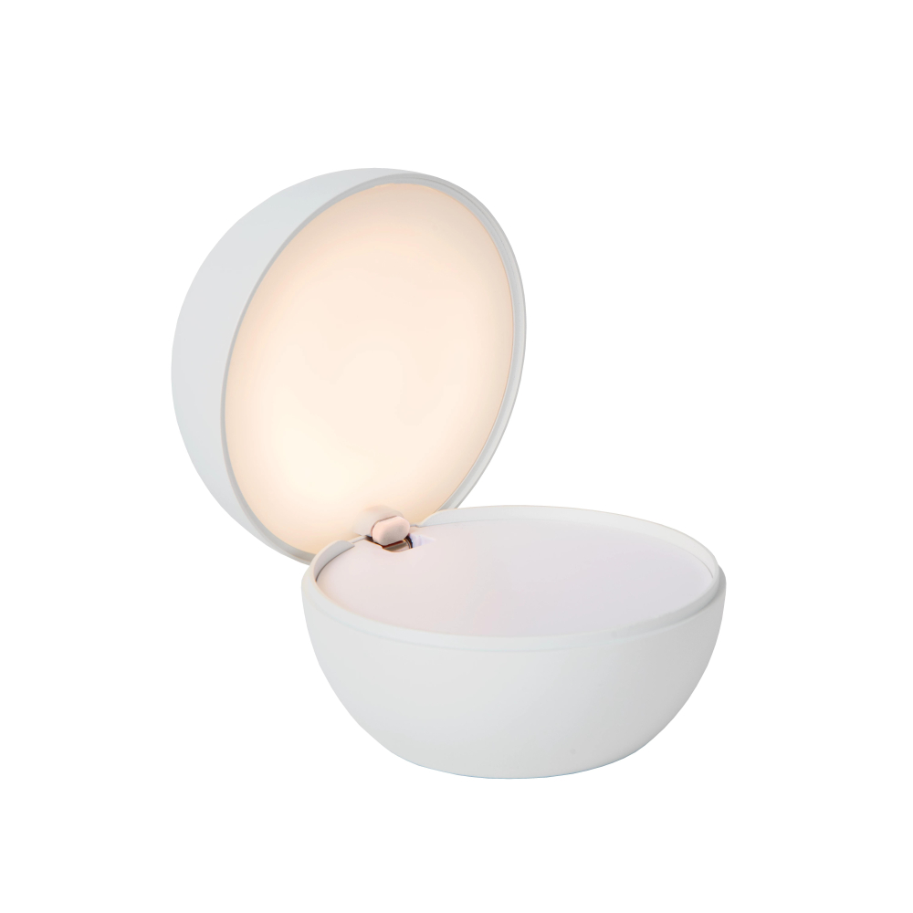 Lucide CLIPPER - Dobíjecí stolní lampa - Baterie - Ø 12 cm - LED - 1x2,2W 2700K - Bílá