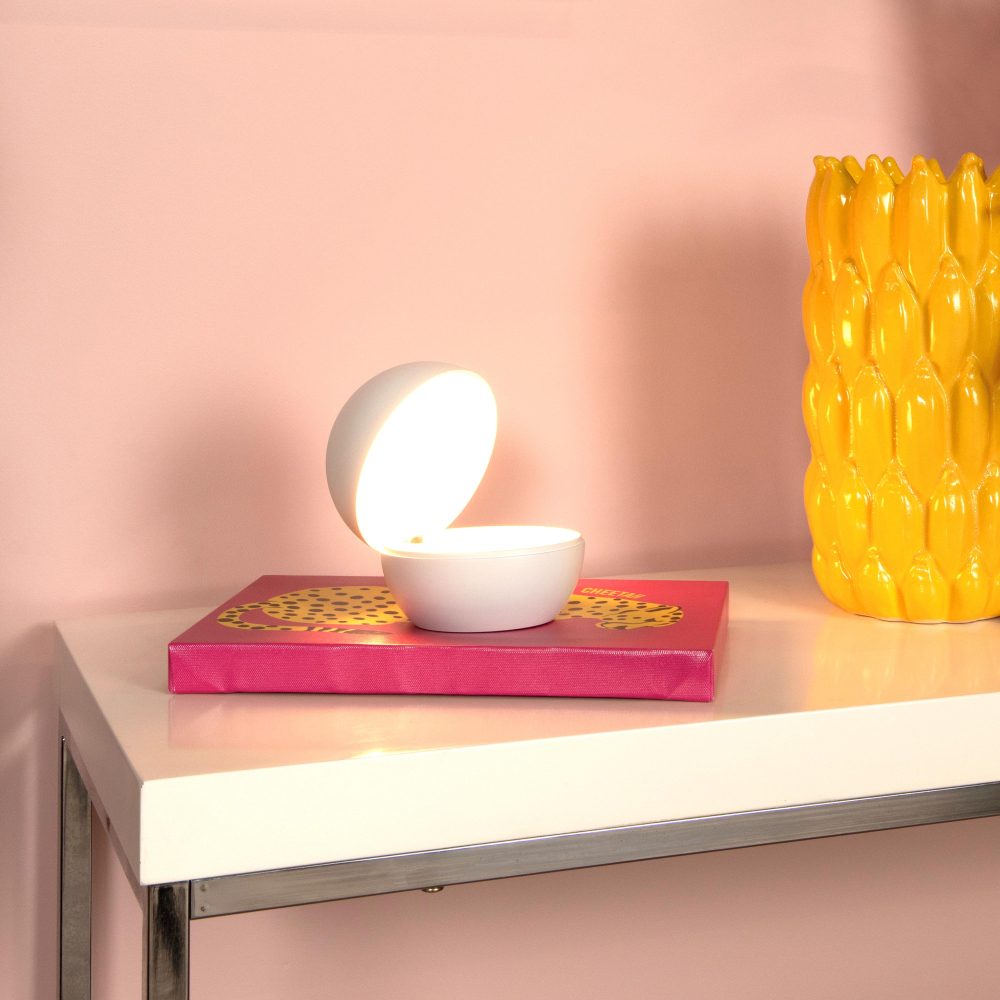 Lucide CLIPPER - Dobíjecí stolní lampa - Baterie - Ø 12 cm - LED - 1x2,2W 2700K - Bílá