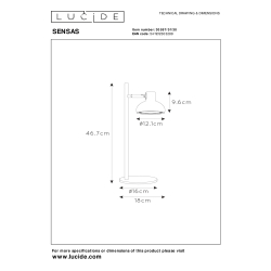 Lucide SENSAS stolní lampa Ø 18 cm 1xES111 černá