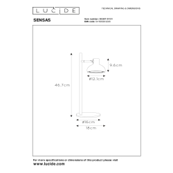 Lucide SENSAS stolní lampa Ø 18 cm 1xES111 bílá