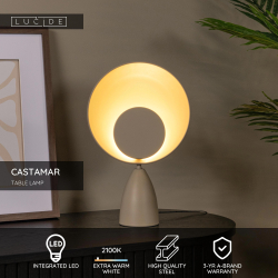 Lucide CASTAMAR - stolní lampa - Ø 25,5 cm - LED - 1x8W 2100K - Taupe