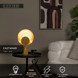 Lucide CASTAMAR - stolní lampa - Ø 25,5 cm - LED - 1x8W 2100K - žlutá