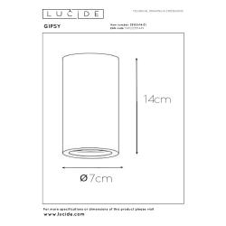 Lucide GIPSY - stropní svítidlo - Ø 7 cm - GU10 - 35100/14/31 - Bílá