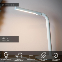 Lucide GILLY stolní lampička LED 3W H49 D14cm 4000K 240LM bílá