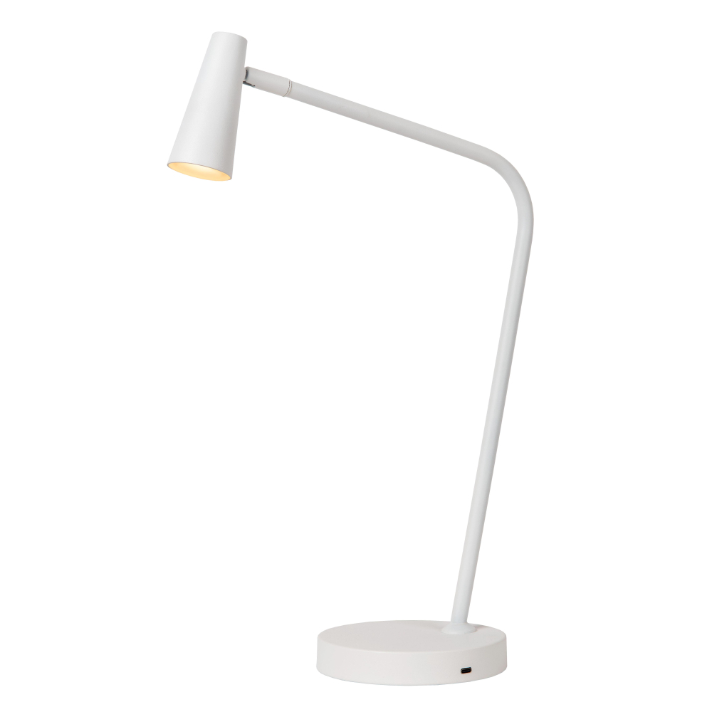 Lucide STIRLING - Dobíjecí stolní lampa - Baterie - LED stmívatelné - 1x3W 2700K - 3 kroky stmívání - Bílá