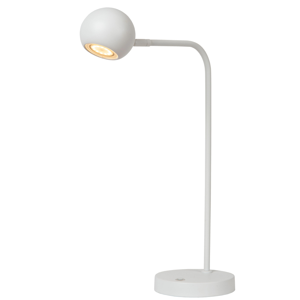 Lucide COMET - Dobíjecí stolní lampa - Baterie - LED stmívatelné - 1x3W 2700K - 3 kroky stmívání - Bílá