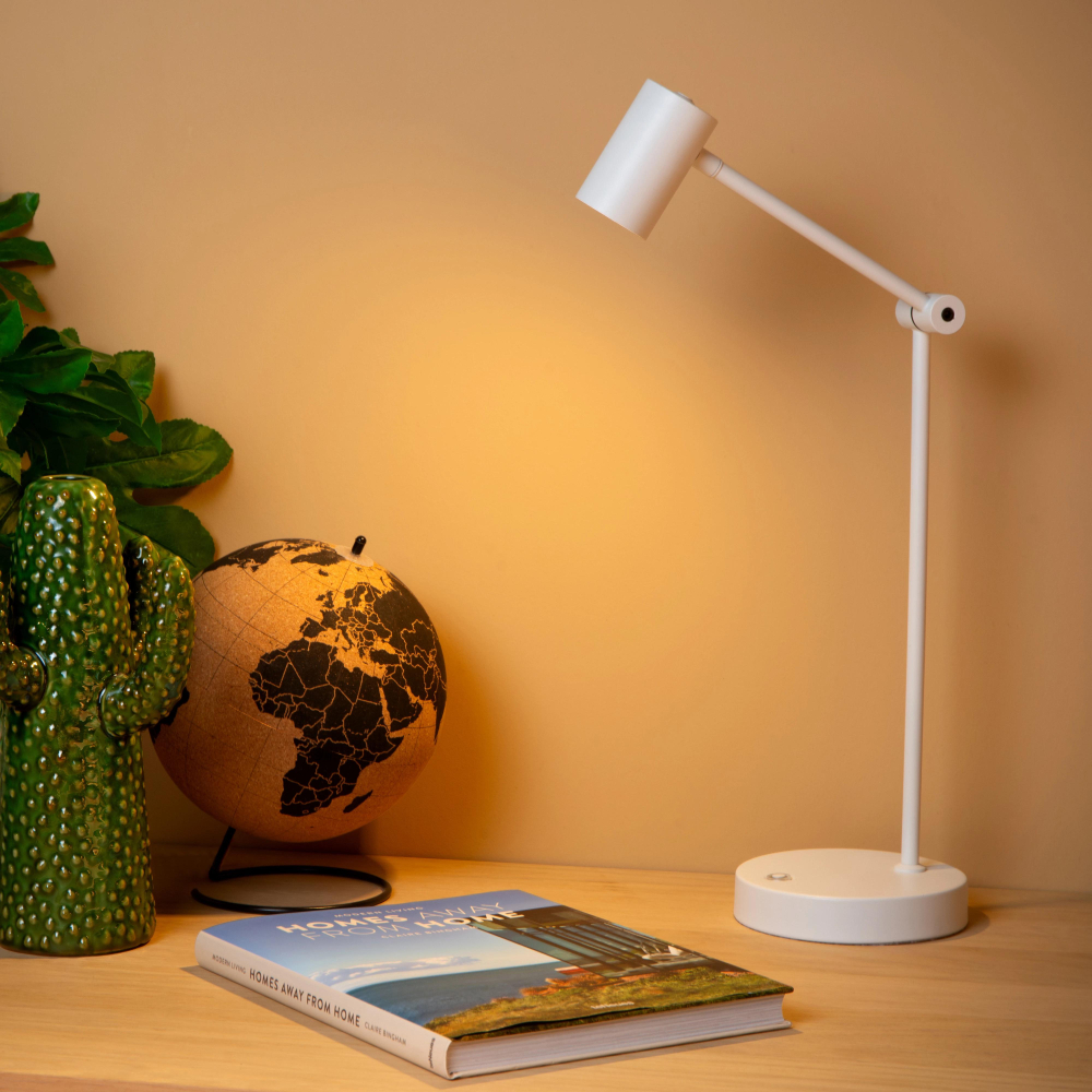 Lucide TIPIK - Nabíjecí stolní lampa - Baterie - LED stmívatelné - 1x3W 2700K - 3 kroky stmívání - Bílá
