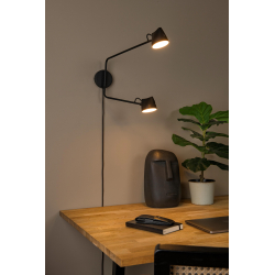 Lucide MILNE - nástěnné svítidlo - LED stmívatelné - 2x8W 2700K - černé