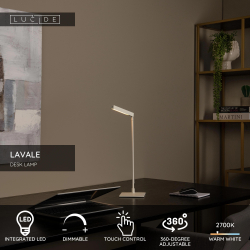 Lucide LAVALE - Stolní lampa - LED - stmívatelná - 1x3W 2700K - Bílá