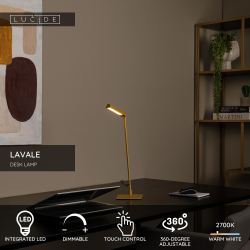 Lucide LAVALE - Stolní lampa - LED - stmívatelná - 1x3W 2700K - Okrová žlutá