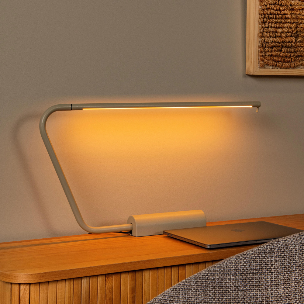 Lucide MADISON - stolní lampička - LED stmívatelná - 1x6,5W 2600K/2800K - Taupe