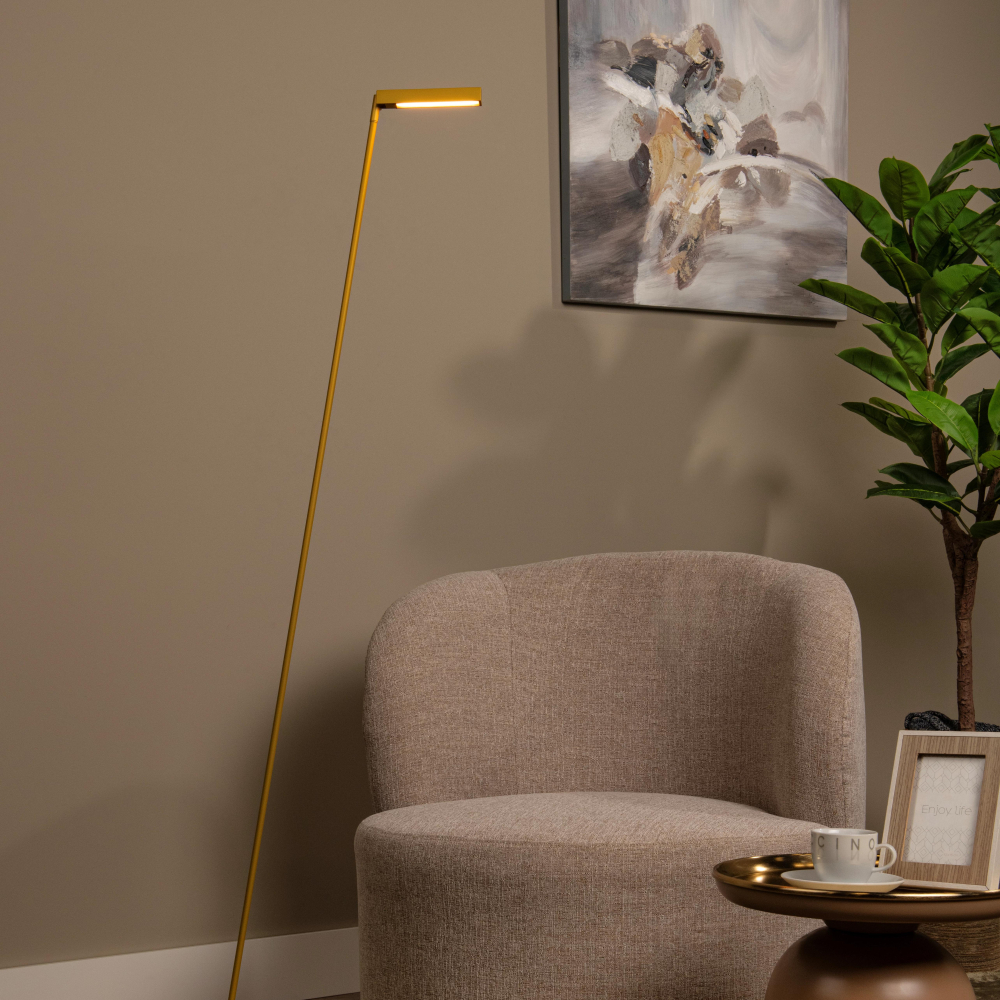 Lucide LAVALE - Stojací lampa na čtení - LED stmívatelná - 1x3W 2700K - Okrová žlutá