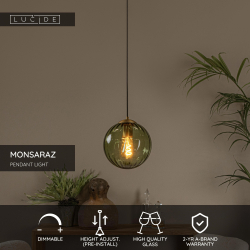 Lucide MONSARAZ závěsné stropní svítidlo Ø 25 cm 1xE27 zelená
