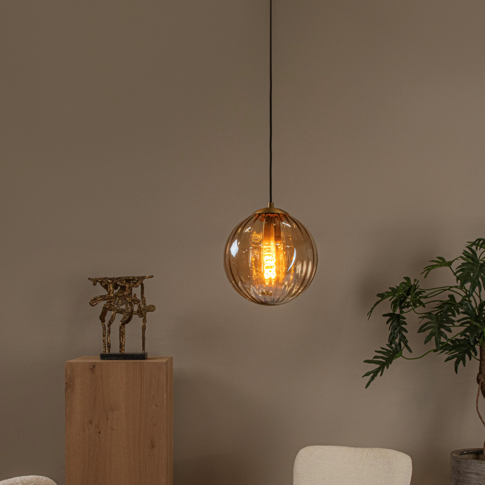 Lucide MONSARAZ závěsné stropní svítidlo Ø 25 cm 1xE27 jantarová