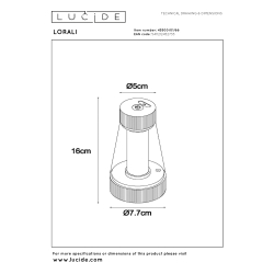 Lucide LORALI - Nabíjecí Stolní lampa Vnitřní/Venkovní - Baterie - Ø 7,7 cm - Rozm. - IP44 - Růžová