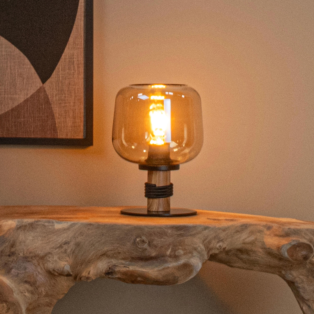 Lucide ILONA - Stolní lampa - Ø 18 cm - 1xE27 - Jantarová