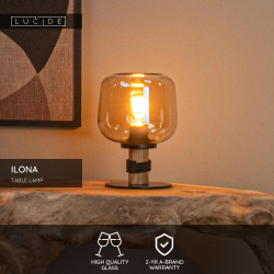 Lucide ILONA - Stolní lampa - Ø 18 cm - 1xE27 - Jantarová