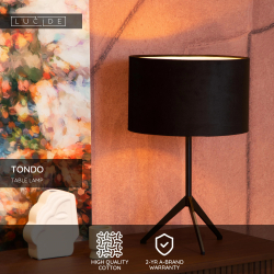 Lucide TONDO stolní lampa Ø 30 cm 1xE27 černá