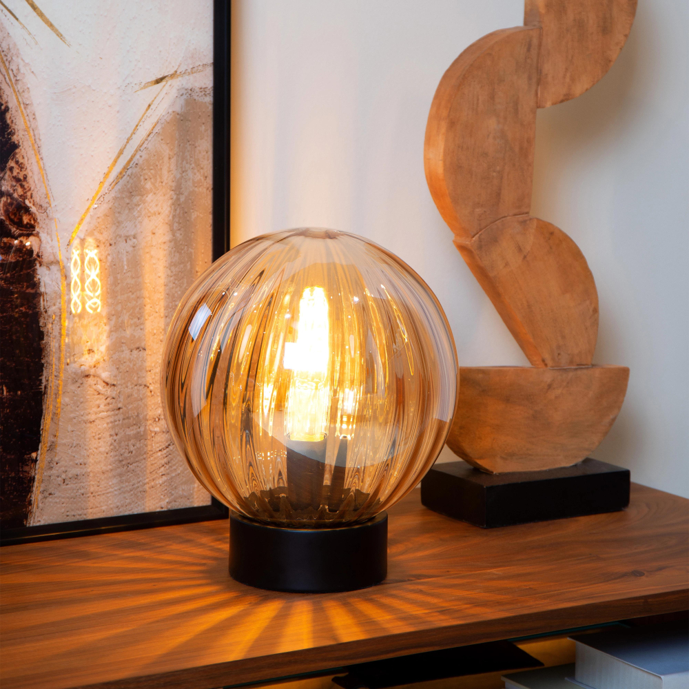 Lucide MONSARAZ stolní lampa Ø 25 cm 1xE27 jantarová