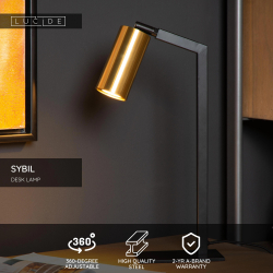 Lucide SYBIL stolní lampa 10/35W černá