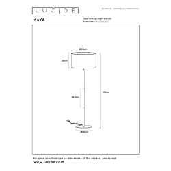 Lucide MAYA - Stojací lampa - Ø 45 cm - 1xE27 - Černá