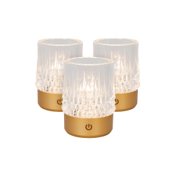 Lucide LILI - Nabíjecí stolní lampa - 3kusy - Ø 8 cm - LED stm. - 1x3W 2700K/3000K - zlatá/mosazná