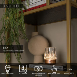 Lucide LILI - Nabíjecí stolní lampa 3kusy - Ø 8 cm - LED stm. - 1x3W 2700K/3000K - měděná