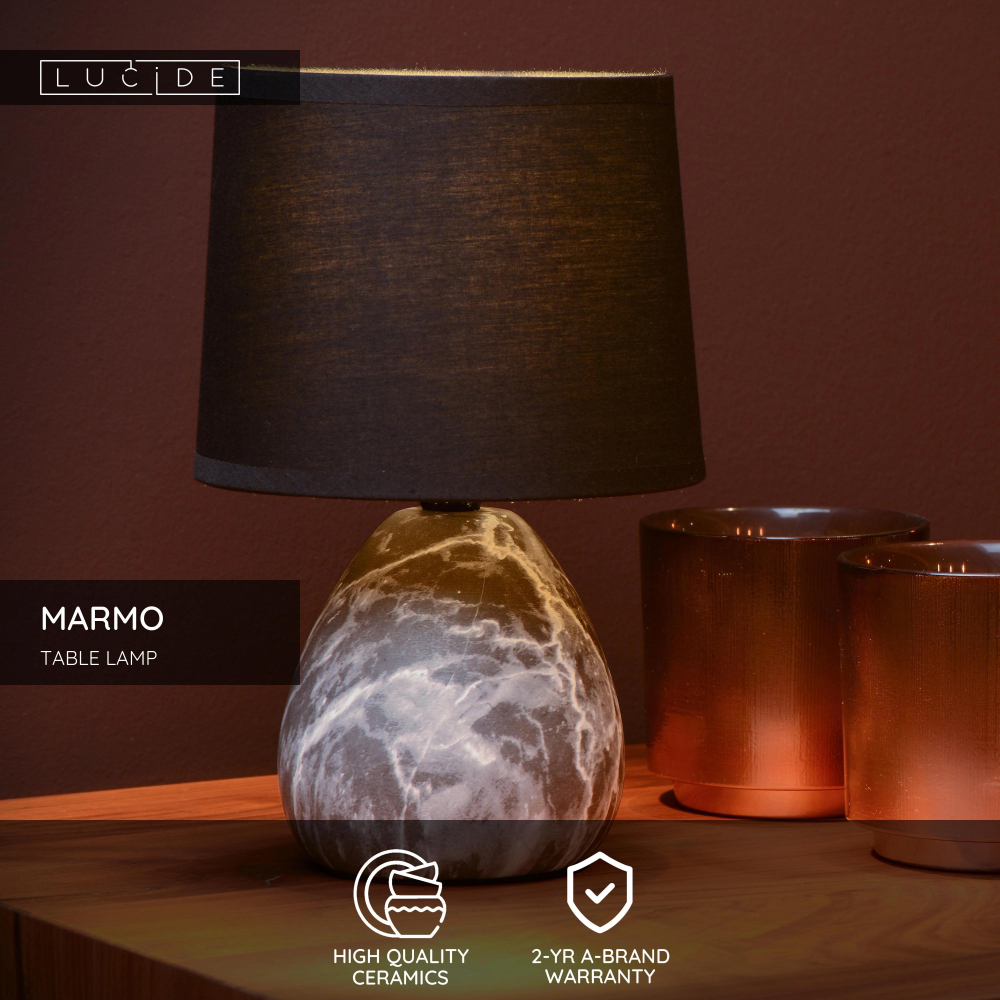 Lucide MARMO stolní lampička E14/40W černá