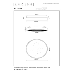 Lucide ESTREJA - stropní svítidlo - Ø 40 cm - LED Rozm. - 2500K/3000K - Bílá