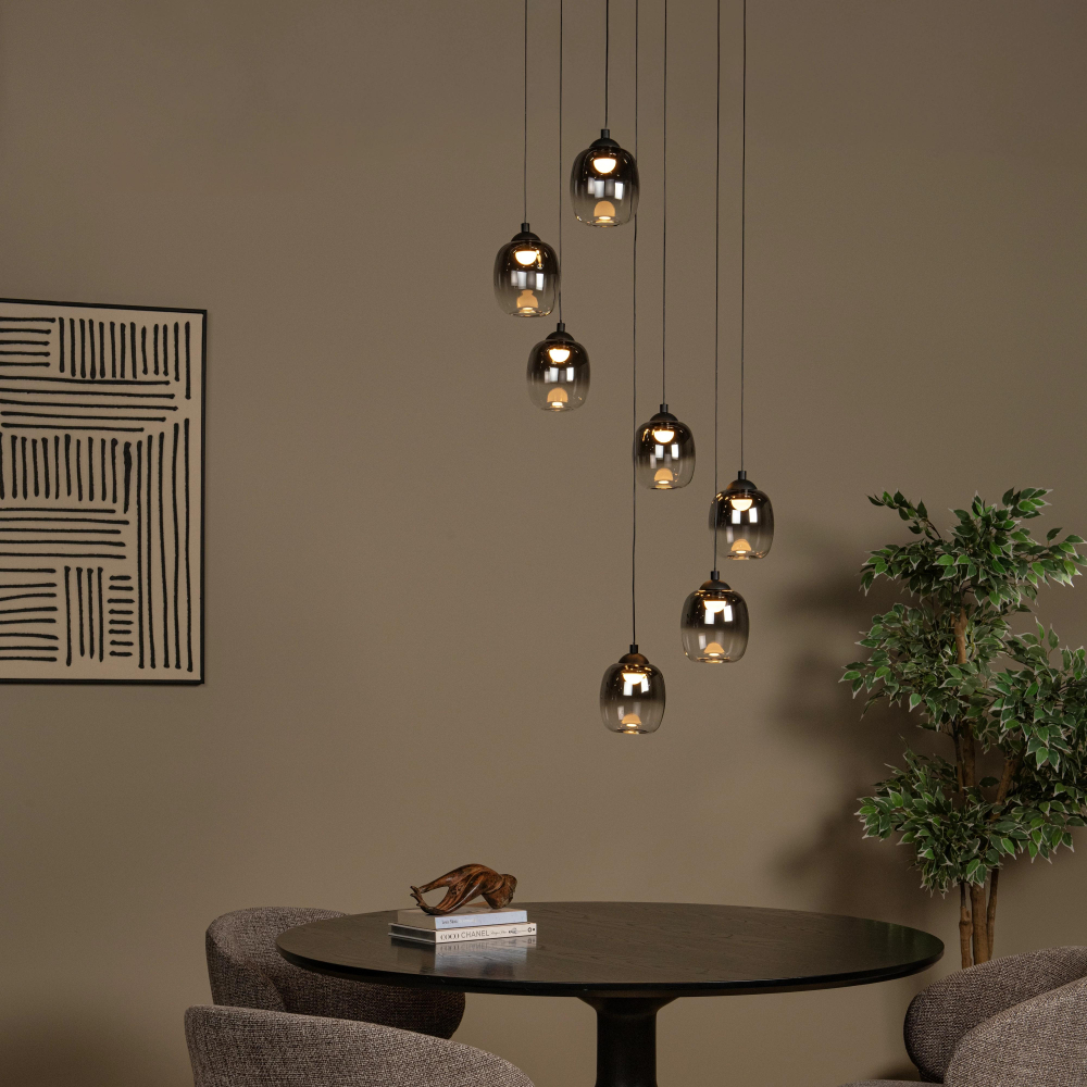 Lucide TAMINO - Závěsné svítidlo - Ø 52 cm - LED Rozm. - 7x7W 3000K - Černá