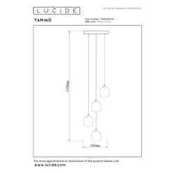 Lucide TAMINO - závěsné svítidlo - Ø 36 cm - LED stmívatelné - 4x5,2W 3000K - černé