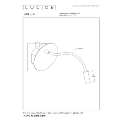 Lucide JOLIJN - Dobíjecí noční lampa / Nástěnné svítidlo - USB dobíjení - Ø 11 cm - LED - 1x2W 3000K - zlatá