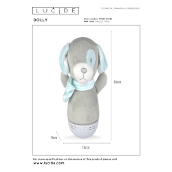 Lucide DOLLY - stolní lampa dětská - baterie - LED - 1x3W 2700K - S hudební funkcí - šedá