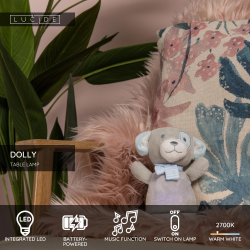 Lucide DOLLY - stolní lampa dětská - baterie - LED - 1x3W 2700K - S hudební funkcí - šedá