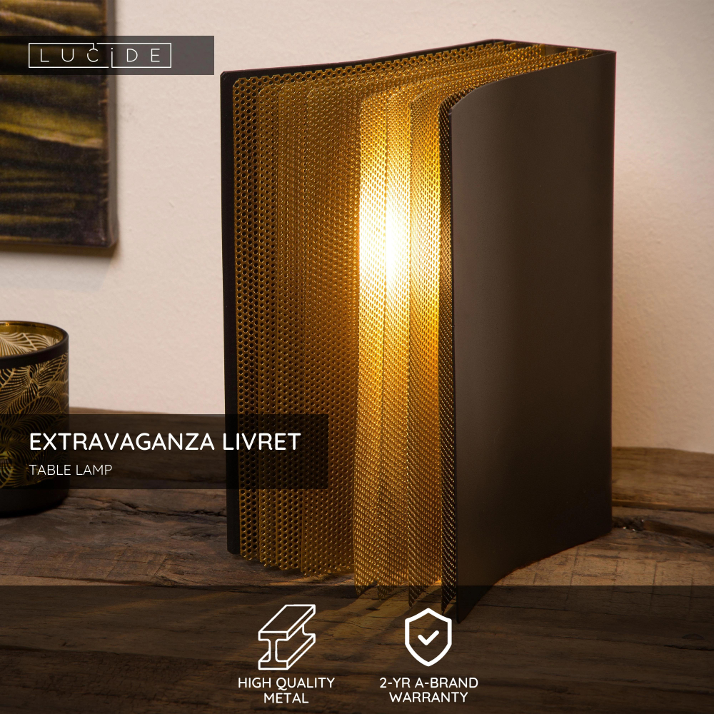 Lucide LIVRET stolní lampička E14/40W černá/zlatá