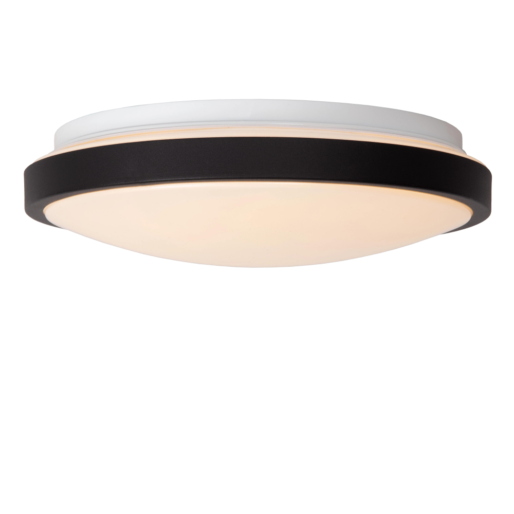 Lucide DASHER - LED stropní svítidlo Koupelna - Ø 29,3 cm - 1x12W - IP44 - Senzor pohybu - Černé